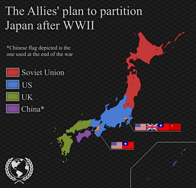 Planowane strefy okupacyjne Japonii po II wojnie