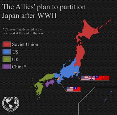 Planowane strefy okupacyjne Japonii po II wojnie