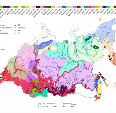 Mapa zasobów etnicznych i naturalnych Syberii z lat 1900-1910