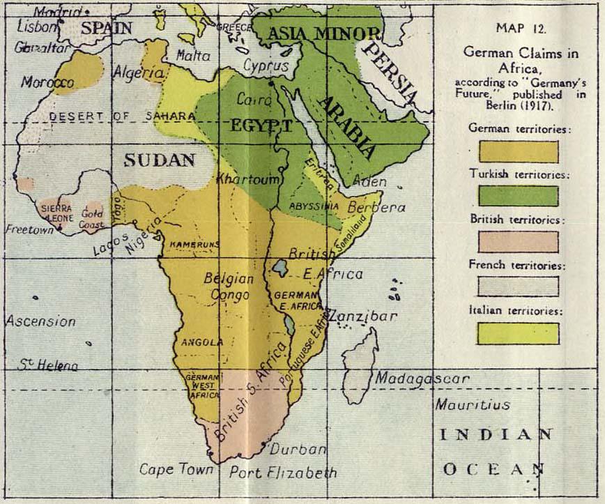 Plany podziału Afryki przez Niemcy po I wojnie, 1917