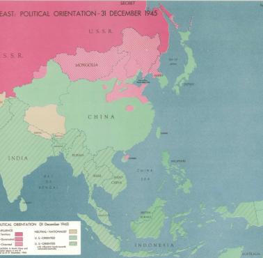 Geopolityka: mapa Dalekiego Wschodu, grudzień 1945 r., źródło CIA
