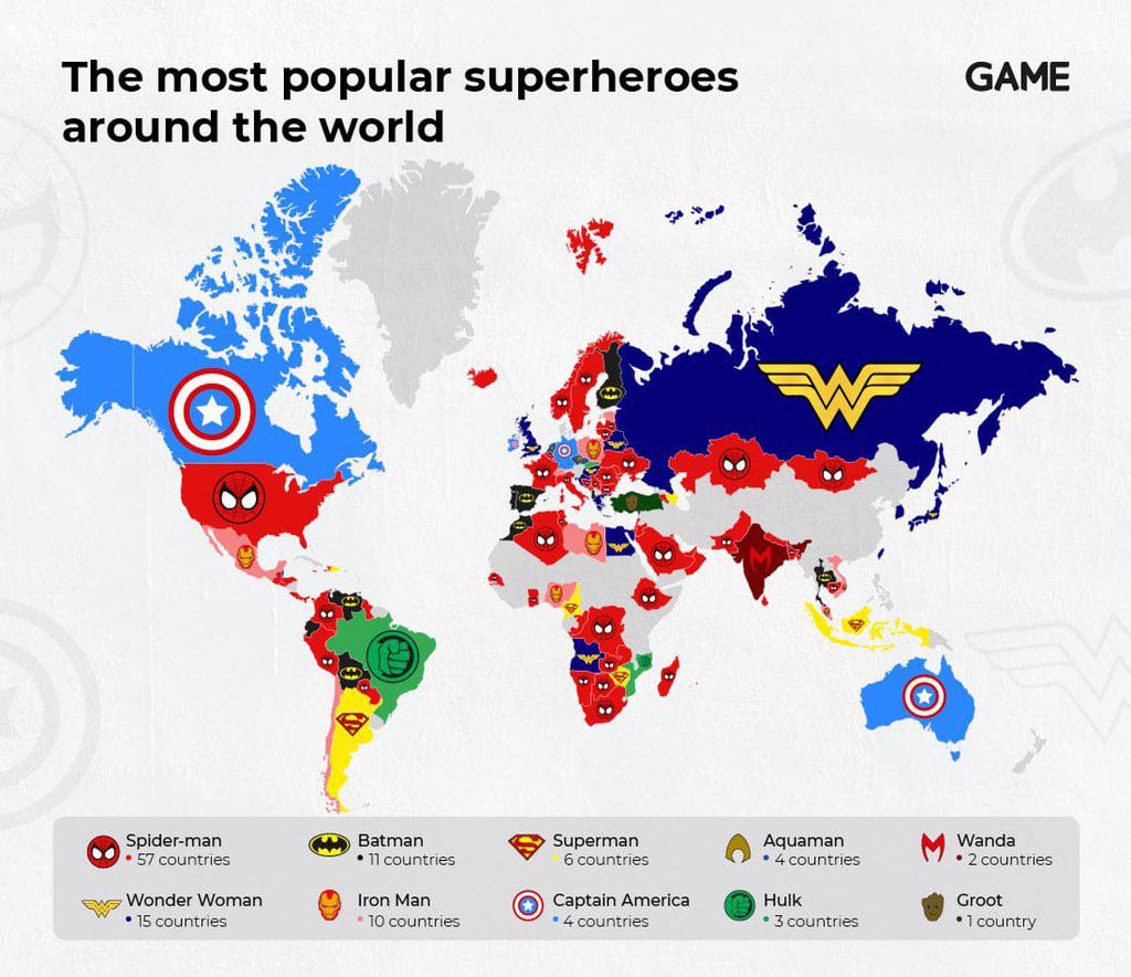 Najpopularniejsi superbohaterowie na całym świecie