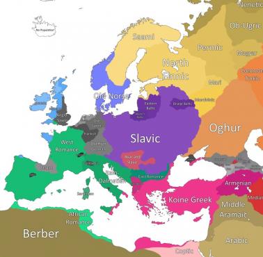 Mapa języków europejskich w roku 600 roku n.e.