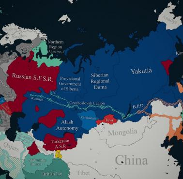 Rosyjska wojna domowa w 1918 r. z uwzględnieniem państw biorących udział w interwencji