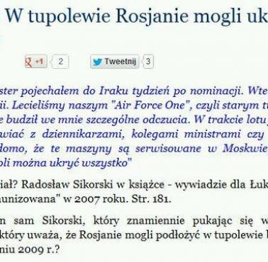 Szef polskiego MSZ R.Sikorski "W Tupolewie Rosjanie mogli ukryć wszystko", 2007 rok