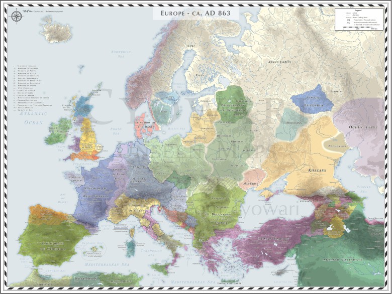 Mapa Europy z 873 roku
