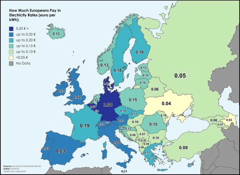 Kraje europejskie według zużycia energii elektrycznej na osobę (kWh na rok) - 2020