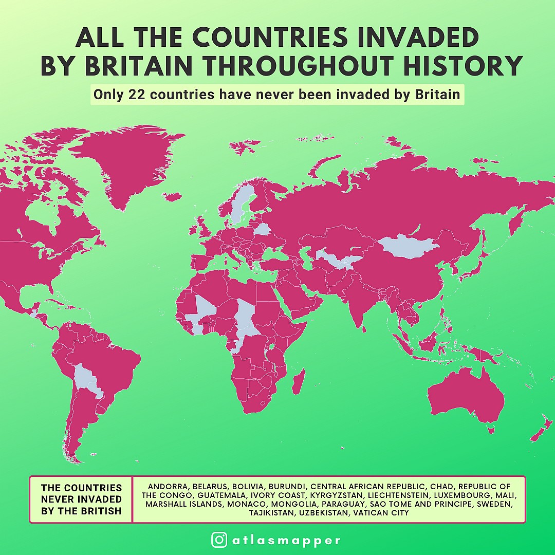 Kraje zaatakowane przez Wielką Brytanię w całej jej historii