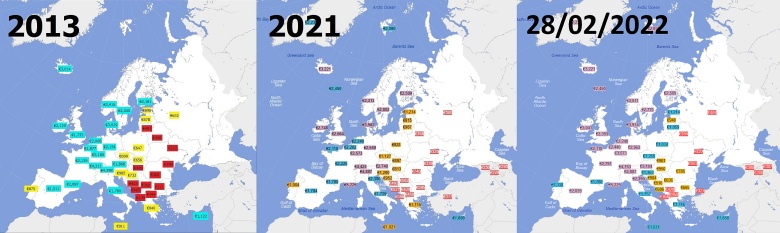 Wynagrodzenie netto w całej Europie, 2013-2022