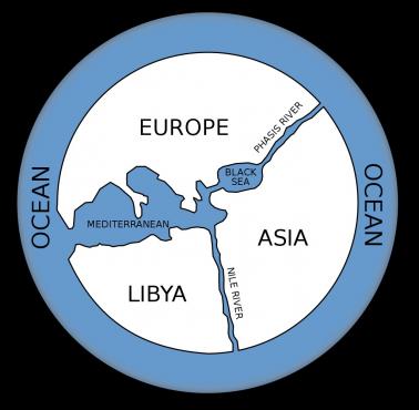 Pierwsza mapa świata autorstwa Anaksymandra a Miletu