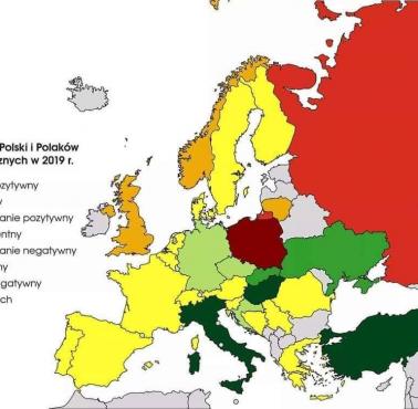 Stosunek do Polski i Polaków w poszczególnych krajach Europy, 2019