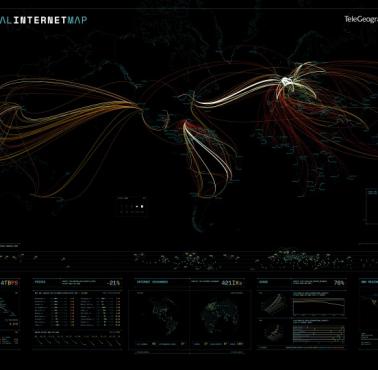 Globalna mapa internetowa, intensywność użytkowania/ruch (bez Chin), 2017