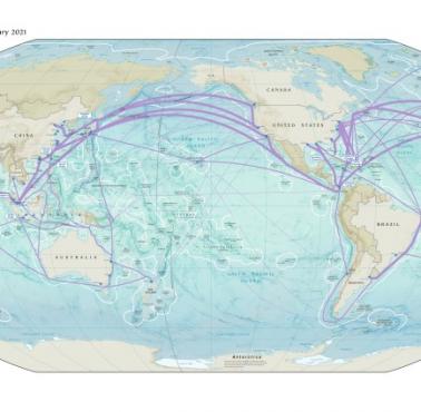 Geopolityka: Mapa światowych oceanów. Główne szlaki i porty, dane CIA 2021