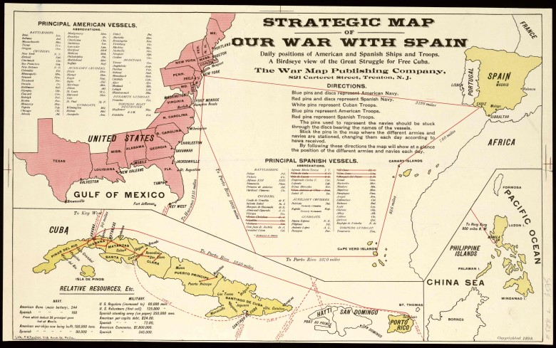 Mapa strategiczna wojny hiszpańsko-amerykańskiej, 1898