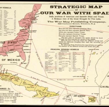 Mapa strategiczna wojny hiszpańsko-amerykańskiej, 1898