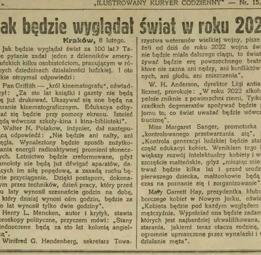 Jak będzie wyglądał świat w 2020 roku? Prognoza z 1923 :)