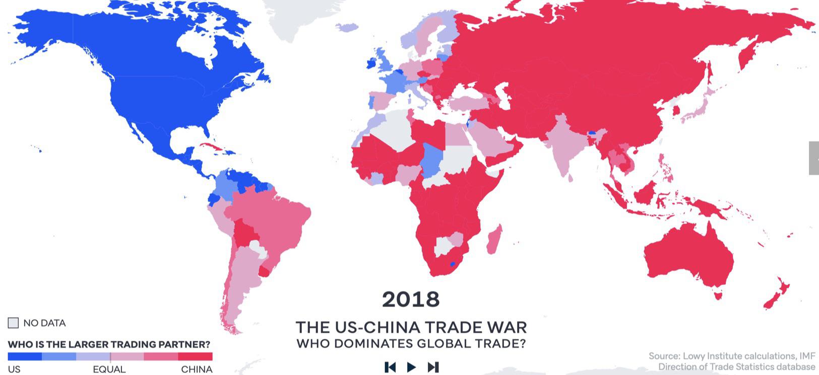 Najwięksi partnerzy handlowi USA i Chin, 2018