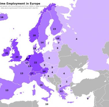 Pracownicy zatrudnieni w niepełnym wymiarze godzin jako odsetek wszystkich pracowników w Europie, 2019
