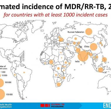 Liczba przypadków gruźlicy wielolekoopornej, 2017, WHO