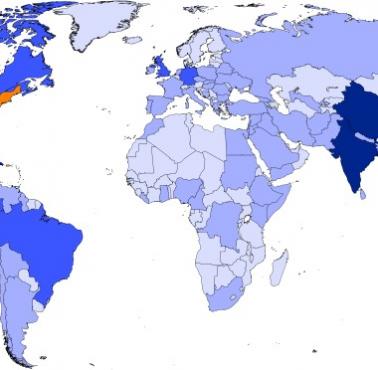 Kraje według liczby emigrantów mieszkających w USA