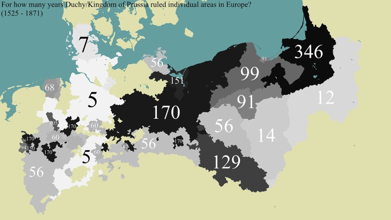 Ile lat Prusy rządziły poszczególnymi obszarami Europy w latach 1525 - 1871