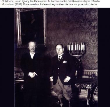 Benito Mussolini z Ignacym Paderewskim, 1931