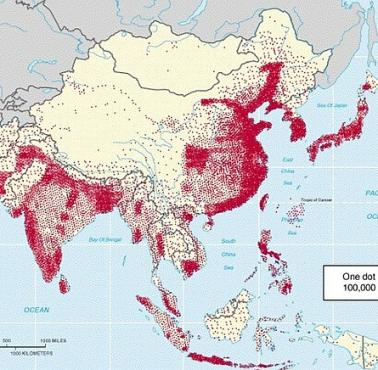 Gęstości zaludnienia Azji Południowej, Południowo-Wschodniej i Wschodniej
