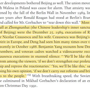 "Skończymy w ten sam sposób" - reakcja przywództwa KPCh w tym Denga Xiaopinga na taśmę z egzekucją Ceaucescu