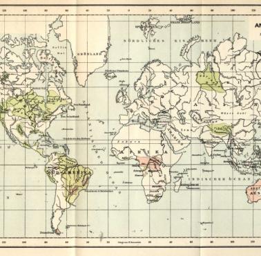 Mapa z niesionymi obszarami świata, gdzie występuje kanibalizm, 1893