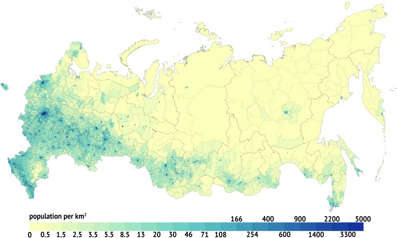 Gęstość zaludnienia Rosji