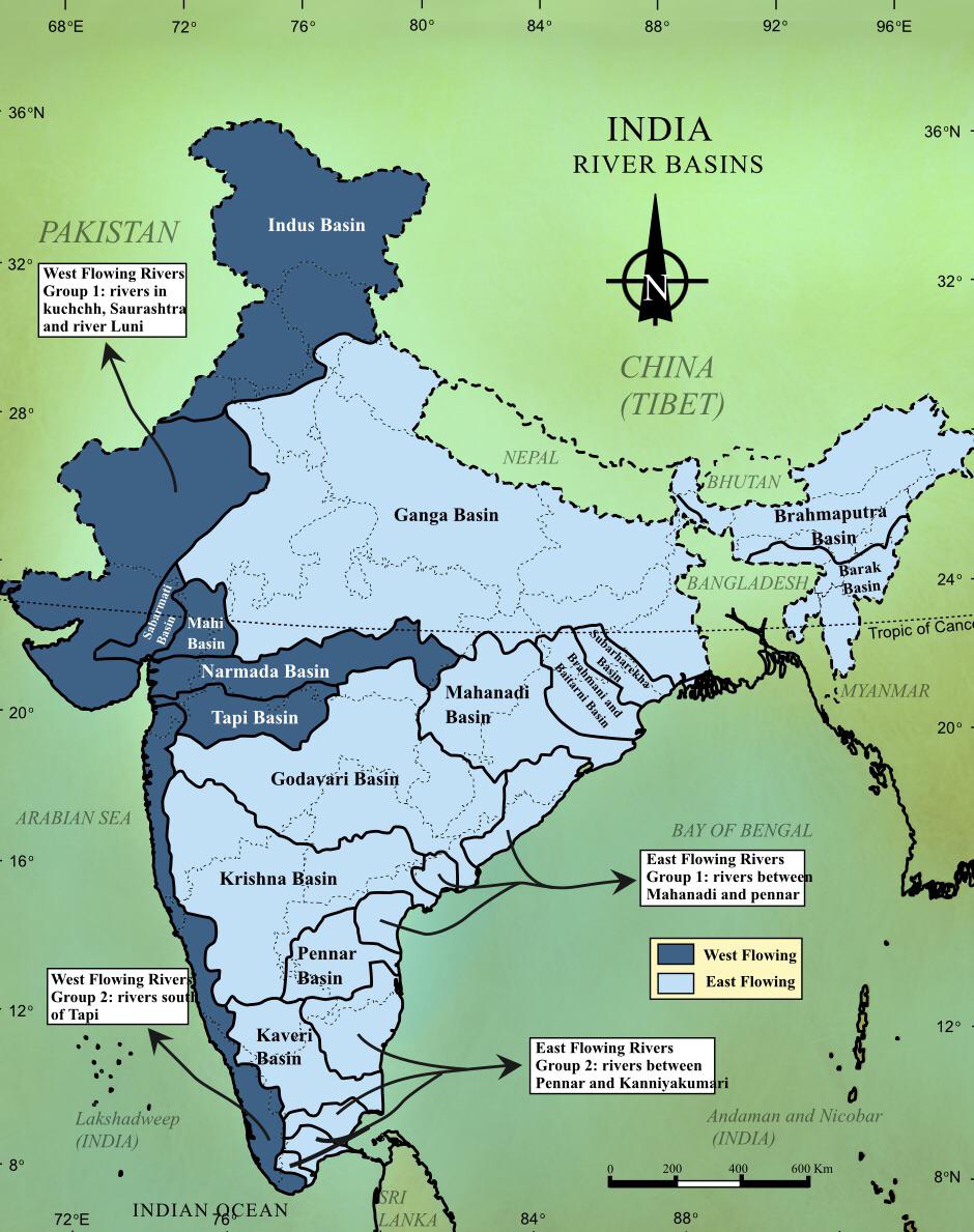 Główne dorzecza w Indiach