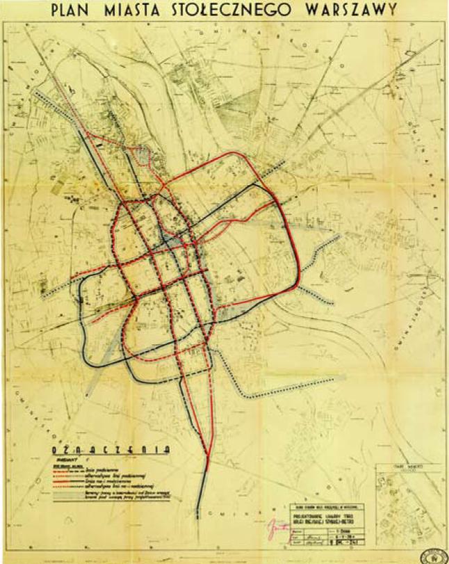 1938 r. Prezydent Starzyński konsultował z władzami wojskowymi projekt planowanej na lata 40. budowy metra