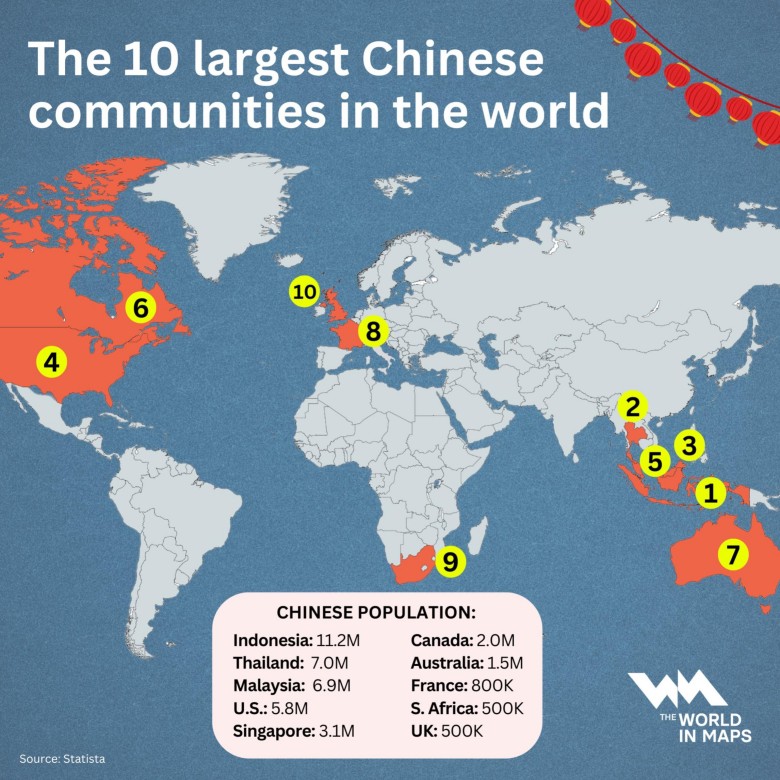 Top10, Chińska diaspora na świecie, prawdopodobnie 2024