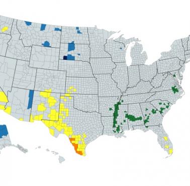 Hrabstwa USA z większością hiszpańską, AINA i czarną, w których mniejszości rasowe i etniczne stanowią większość populacji, 2020