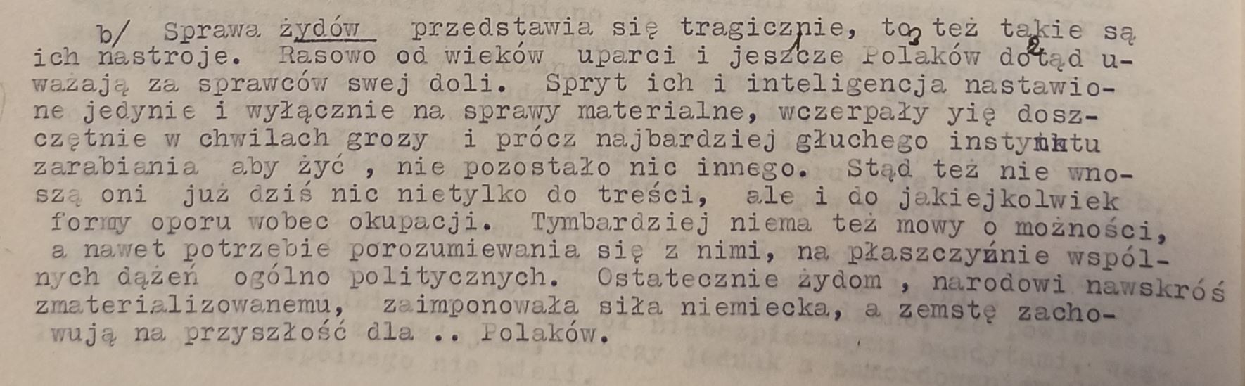 Biuro Inf.i Prop. AK. Studium wewnętrzne, lipiec 1942 r.  Inf. o tragizmie Żydów pod okupacją niemiecką ...