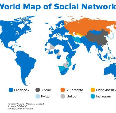 Dominujące media społecznościowe na świecie