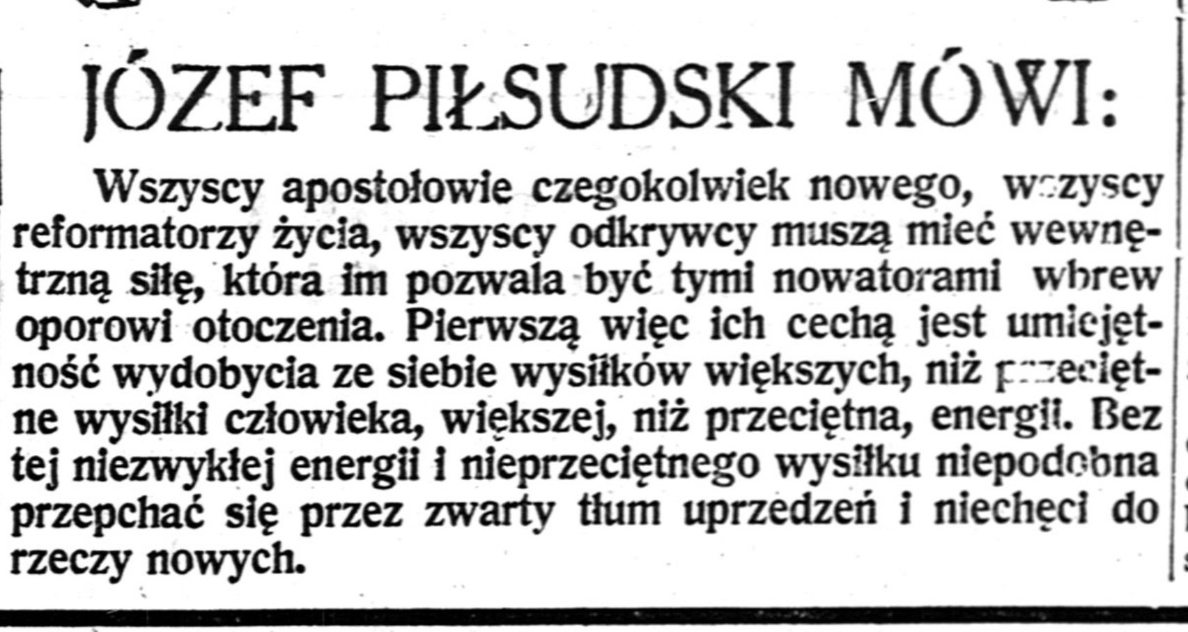 Józef Piłsudski mów Wszyscy apostołowie ...