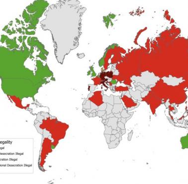 Legalność zbezczeszczenia flagi w poszczególnych państwach świata