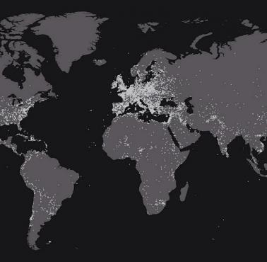 Biała kropka reprezentuje każdą bitwę w historii świata