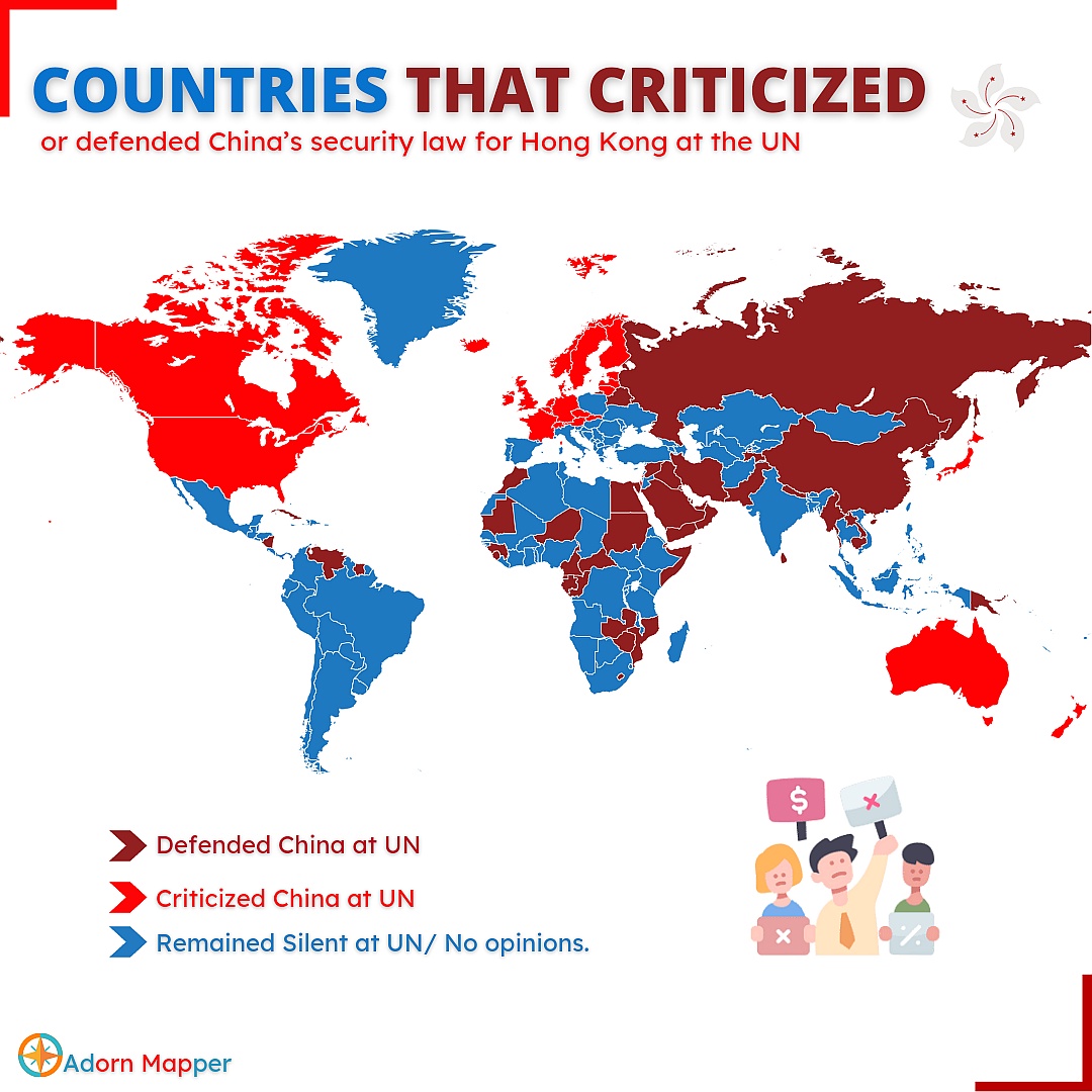 Kraje, które wsparły Chiny w ONZ w sprawie Hong Kongu