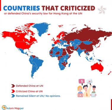 Kraje, które wsparły Chiny w ONZ w sprawie Hong Kongu