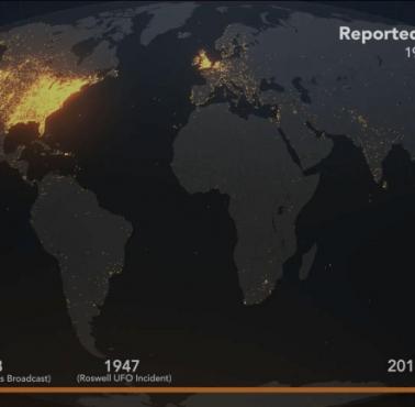 Wszystkie miejsca na świecie, gdzie zaobserwowano UFO, 1906-2014