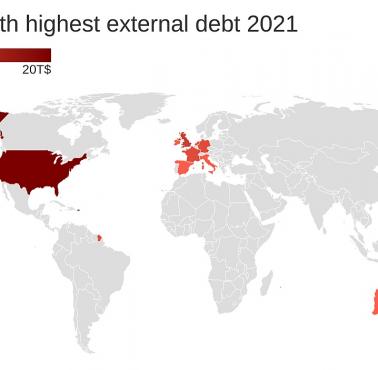 Kraje o największym zadłużeniu zewnętrznym, 2021