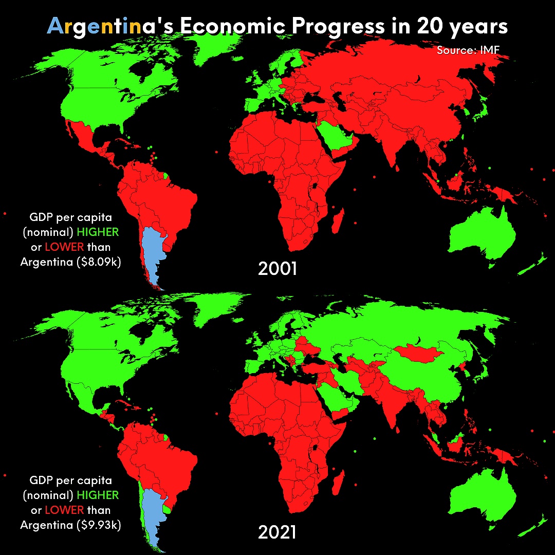 PKB na osobę w Argentynie w latach 2001-2021