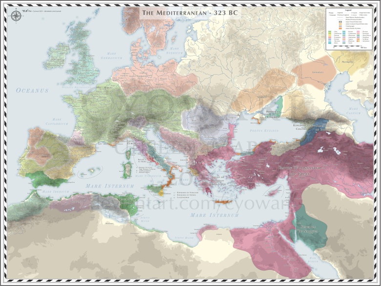 Mapa Europy w 323 roku p.n.e.