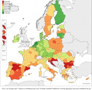 Zaufanie do innych ludzi w europejskich krajach, 2021