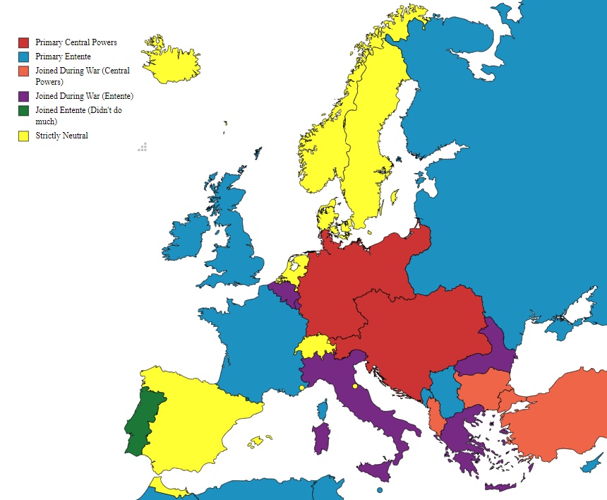 Europejskie sojusze podczas I wojny światowej