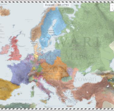 Mapa Europy w 1795 roku