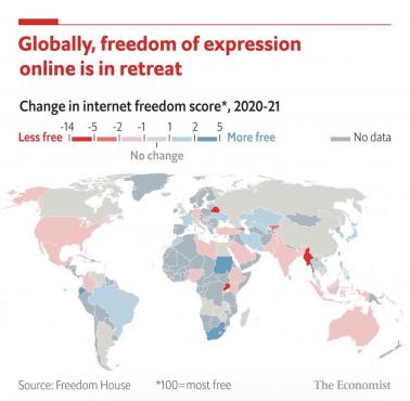 Wolność słowa na świecie, zmiany od 2020 do 2021