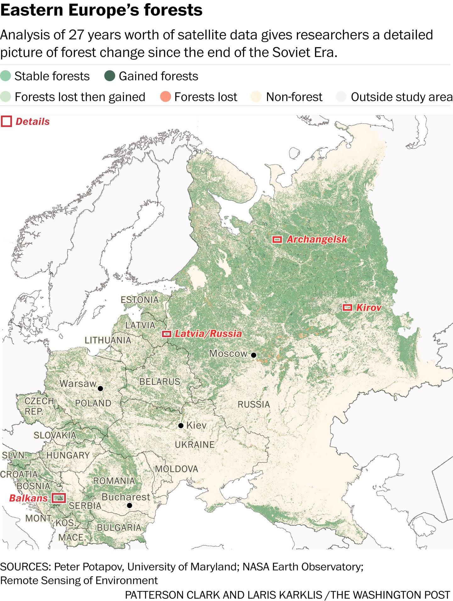 Zalesienie (lesistość) w Europie Wschodniej